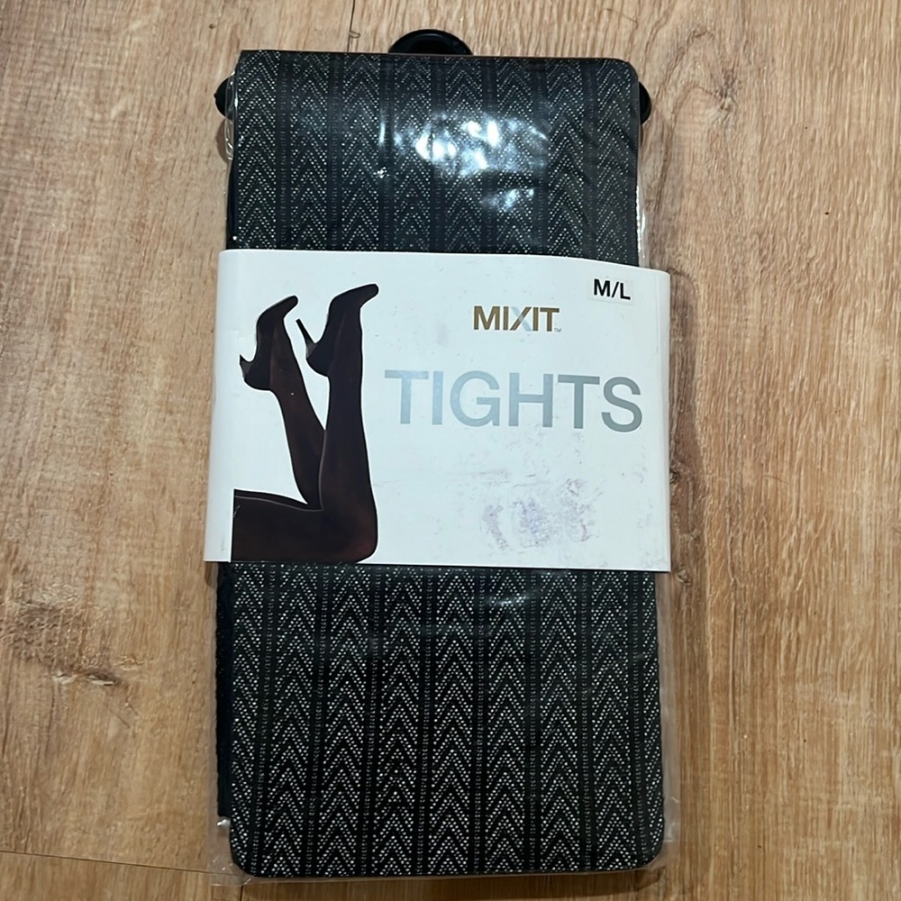 Mixit black womens tights size m/l chevron